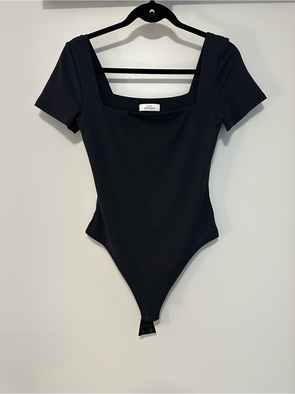 Aritzia Black Square Neck Short Sleeve Bodysuit